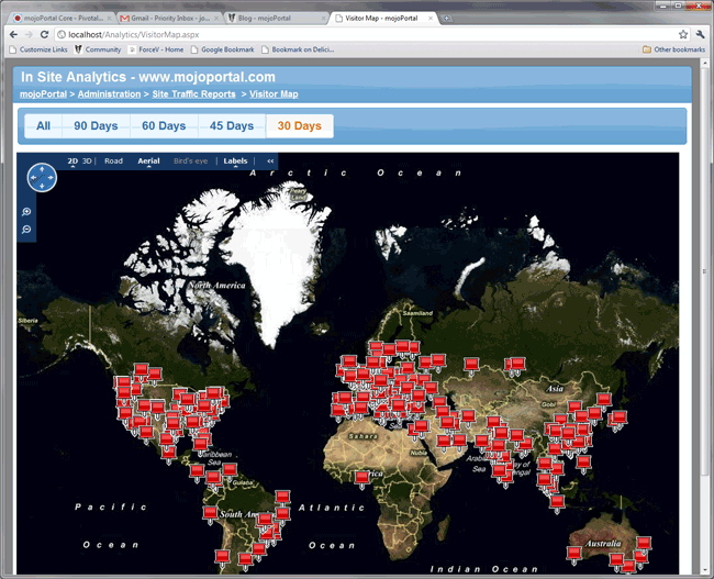 screen shot of in site visitor map