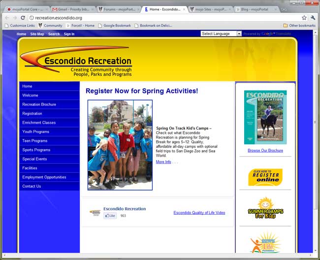Escondido Recreation site screen shot