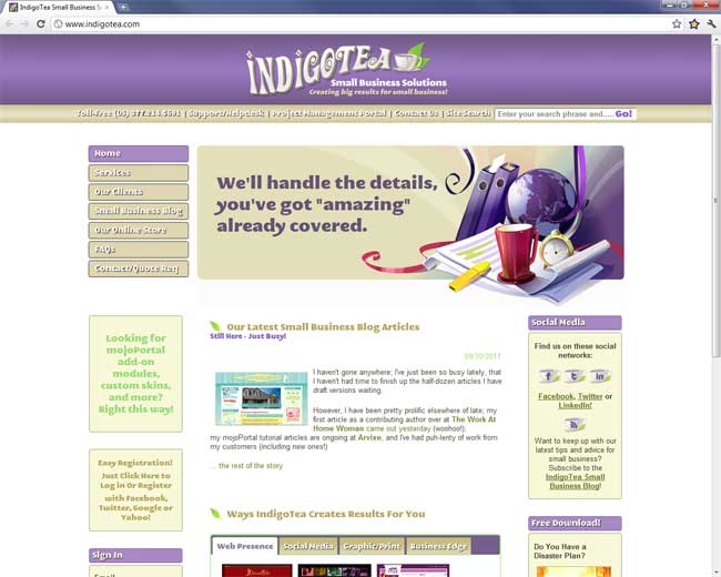 IndigoTea a site powered by mojoPortaal