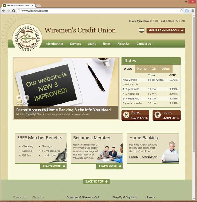 Wiremen's Credit Union website