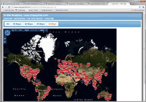 screen shot of In Site Analytics Visitor Map