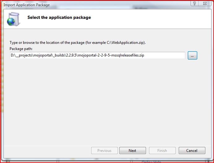 MsDeploy step 1 screen shot