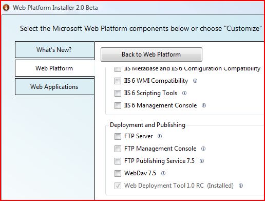 Screen shot of platform installer