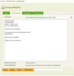 screen shot of edit invoice