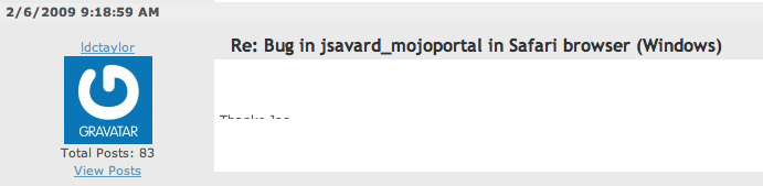 screen shot of clipped post in Safari