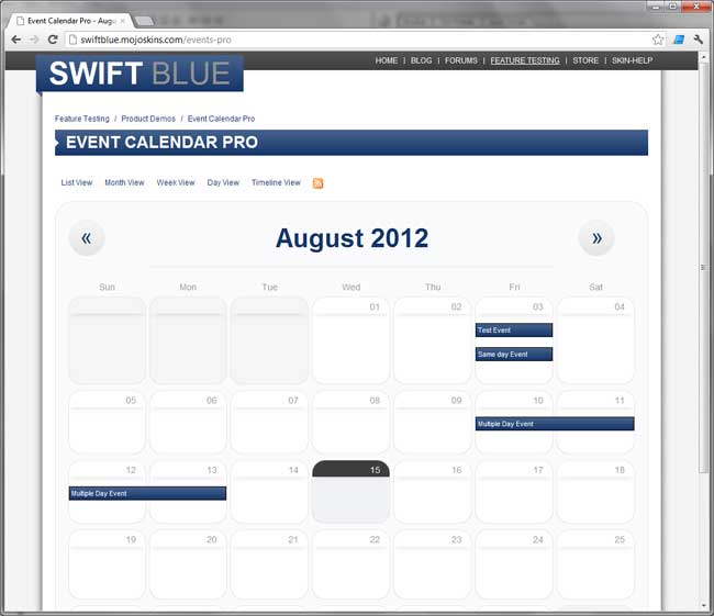 Swift Blue calendar style