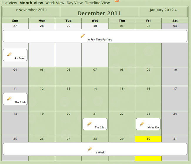 color bleed over for events that span days