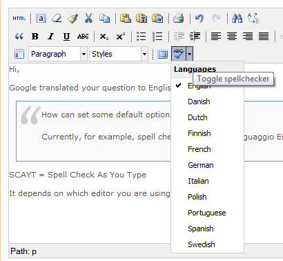 TinyMCE spell check as you typelanguage picker