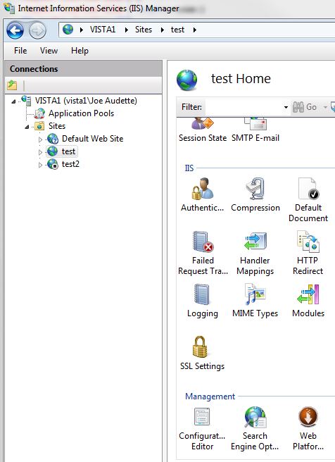 screen shot of IIS showing the platform installer icon