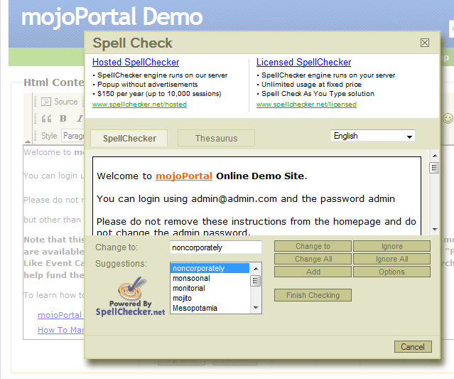 spell checker screen shot