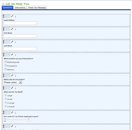 Form Wizard pro edit screen