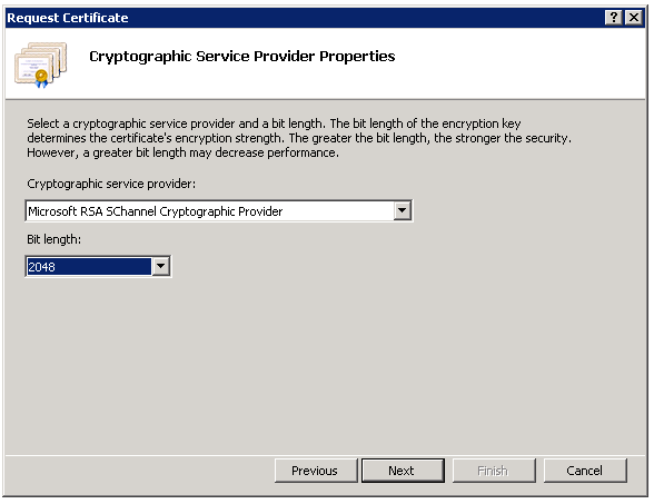 certificate request screen 2