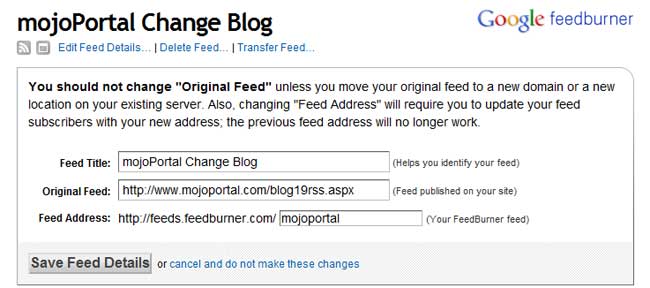 enter your blog feed in feedburner