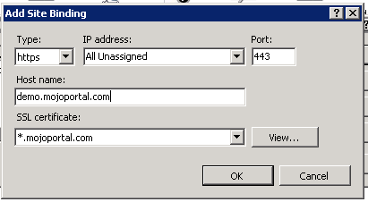 ssl host header enabled